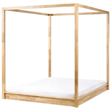 HERLIERE - Hemelbed - Lichtbruin - 160 x 200 cm - Rubberhout