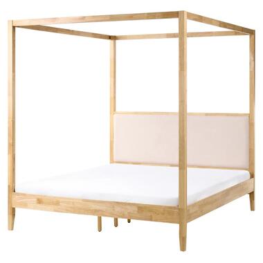 HAILLICOURT - Hemelbed - Lichtbruin - 160 x 200 cm - Rubberhout
