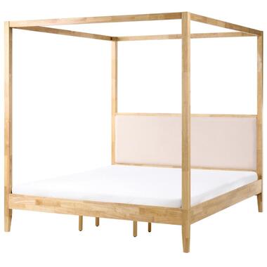 HAILLICOURT - Hemelbed - Lichtbruin - 180 x 200 cm - Rubberhout