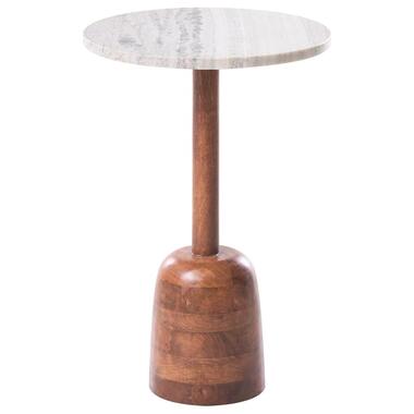 HARTWELL - Bijzettafel - Bruin - Mangohout/Marmer