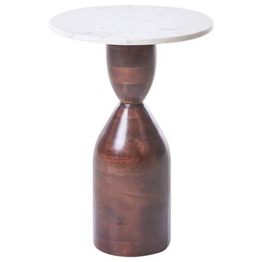 WALLULA - Bijzettafel - Bruin - Mangohout/Marmer