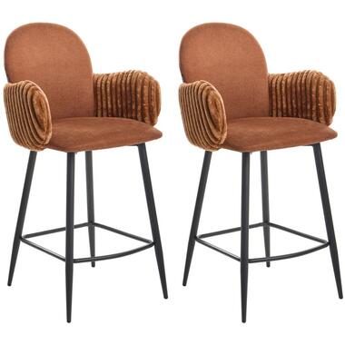 AMITY - Barstoelen set van 2 - Bruin - Polyester