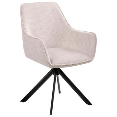 MORNAS - Eetkamerstoel - Lichtbeige - Polyester