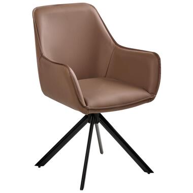 MORNAS - Eetkamerstoel - Bruin - Kunstleer