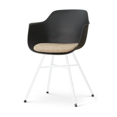 Nolon Noa-Liz eetkamerstoel zwart met nougatbruin zitkussen - wit onderstel