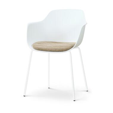 Nolon Nora-Liz eetkamerstoel wit met nougatbruin zitkussen - wit onderstel