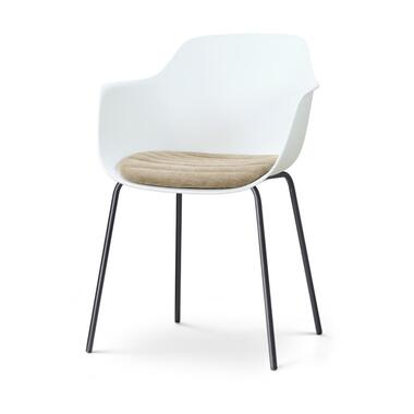 Nolon Nora-Liz eetkamerstoel wit met nougatbruin zitkussen - zwart onderstel
