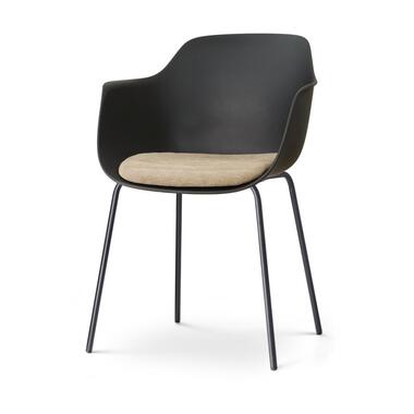 Nolon Nora-Liz eetkamerstoel zwart met nougatbruin zitkussen - zwart onderstel