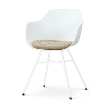Nolon Noa-Liz eetkamerstoel wit met nougatbruin zitkussen - wit onderstel