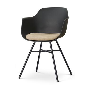 Nolon Noa-Liz eetkamerstoel zwart met nougatbruin zitkussen - zwart onderstel