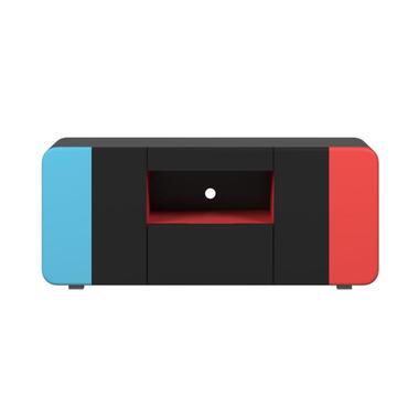 Hioshop LevelUp TV-meubel 2 deuren- 1 lade- 1 plank zwart- rood- blauw