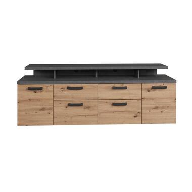 Hioshop Follow TV-meubel 4 deuren- 2 lades- 2 planken eiken decor