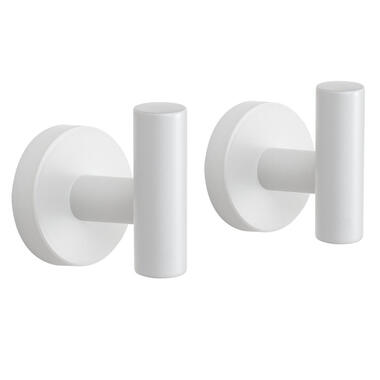 VDN Stainless Handdoekhaakjes wit - Vaatdoekhouder - RVS - 2 Stuks