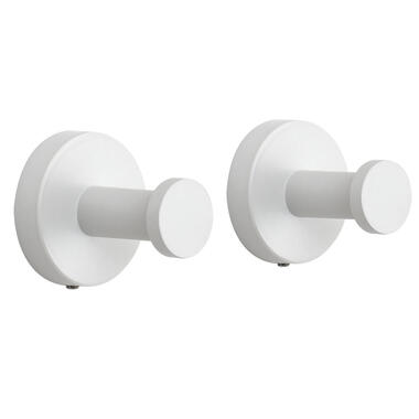 VDN Stainless Handdoekhaakjes wit - Vaatdoekhouder - RVS - 2 Stuks