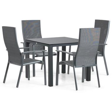 Tuinset 4 personen 90 cm Aluminium/textileen Grijs Hartman Sitges/Mateo