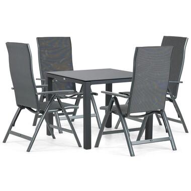 Tuinset 4 personen 90 cm Aluminium/textileen Grijs Hartman Sitges/Mateo