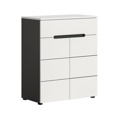 Hioshop Canu schoenenkast 2 deuren- 1 lade wit- grijs