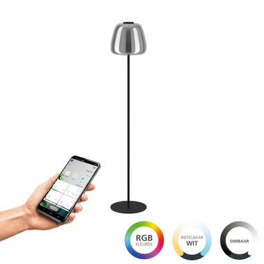 EGLO connect.z Alfero-Z Staande lamp - RGB - Glas - Zwart/Chroom