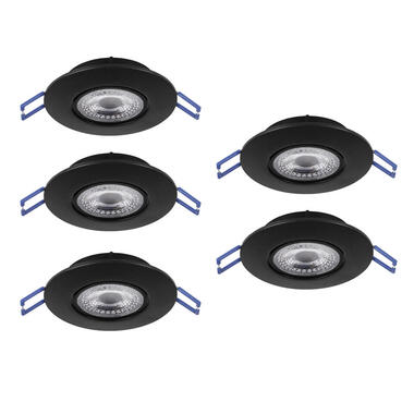EGLO Zujar inbouwspot - LED - Ø90 - 5 stuks - Zwart