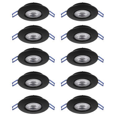 EGLO Zujar inbouwspot - LED - Ø90 - 10 stuks - Zwart