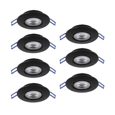 EGLO Zujar inbouwspot - LED - Ø90 - 7 stuks - Zwart