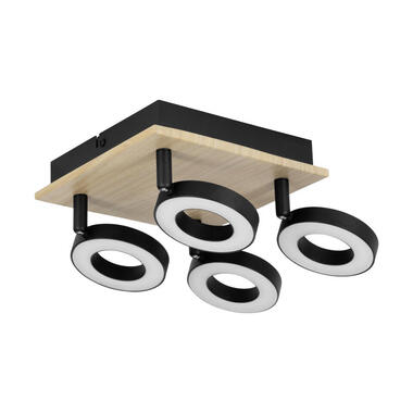 EGLO Rielves Spot - 4-lichts - LED - Hout - Zwart. Bruin