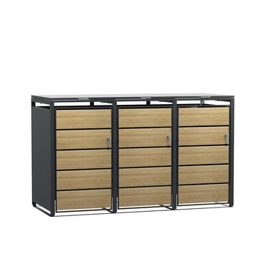Kliko ombouw - 3 containers - Houtlook - Met lock functie