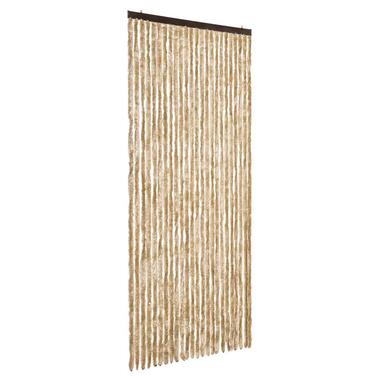 vidaXL - Vliegengordijn voor terrasdeur Lichtgewicht Beige Chenille - 100x200 cm