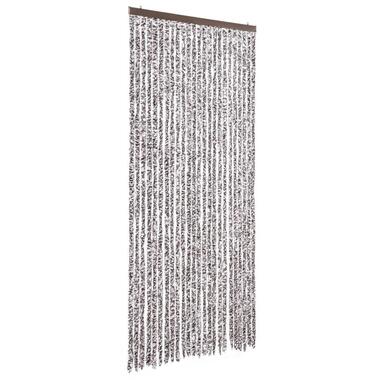 vidaXL - Vliegengordijn voor terrasdeur - Bruin en beige - Chenille - 100x230 cm