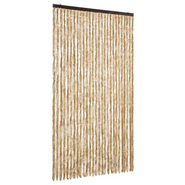 vidaXL - Vliegengordijn voor terrasdeur - Beige - Chenille - 118x220 cm