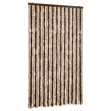 vidaXL - Vliegengordijn voor terrasdeur Beige, lichtbruin Chenille - 118x220 cm