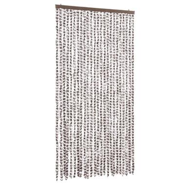 vidaXL - Vliegengordijn voor terrasdeur - Taupe en wit - Chenille - 100x200 cm