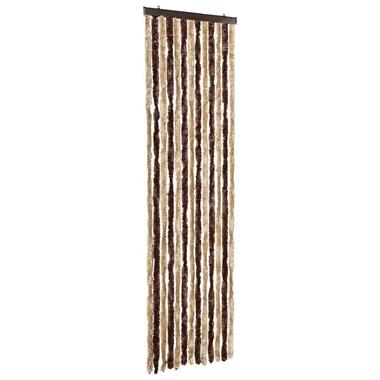 vidaXL - Vliegengordijn voor camperdeur Beige en lichtbruin Chenille - 56x185 cm