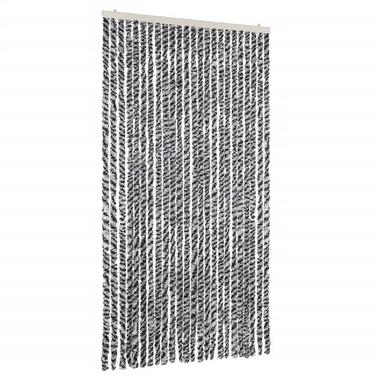 vidaXL - Vliegengordijn voor terrasdeur Grijs en zwart-wit Chenille - 100x200 cm
