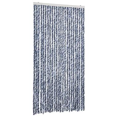 vidaXL - Vliegengordijn voor terrasdeur - Blauw en wit - Chenille - 100x230 cm