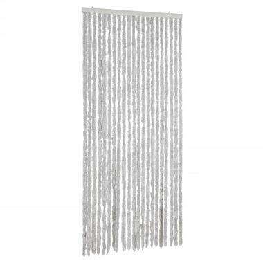 vidaXL - Vliegengordijn voor terrasdeur Lichtgewicht Grijs Chenille - 90x200 cm