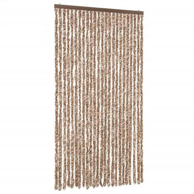 vidaXL - Vliegengordijn voor terrasdeur Beige, donkerbruin Chenille - 100x220 cm