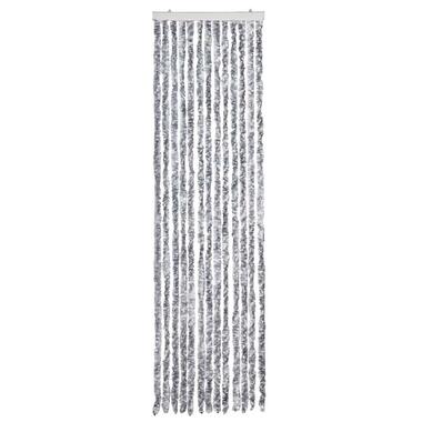vidaXL - Vliegengordijn voor camperdeur - Wit en grijs - Chenille - 56x200 cm