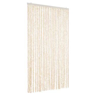 vidaXL - Vliegengordijn voor terrasdeur - Beige en wit - Chenille - 100x220 cm