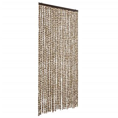 vidaXL - Vliegengordijn voor terrasdeur - Beige en bruin - Chenille - 100x230 cm