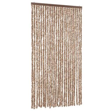 vidaXL - Vliegengordijn voor terrasdeur Beige, donkerbruin Chenille - 100x230 cm