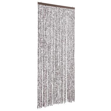 vidaXL - Vliegengordijn voor terrasdeur - Bruin en beige - Chenille - 100x200 cm