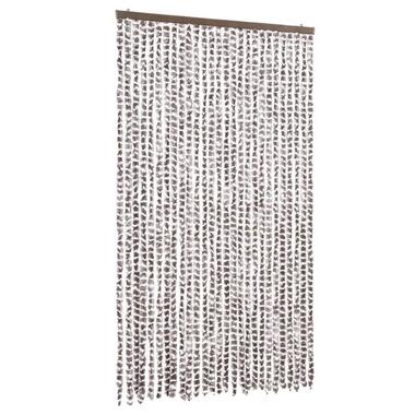 vidaXL - Vliegengordijn voor terrasdeur - Taupe en wit - Chenille - 118x220 cm