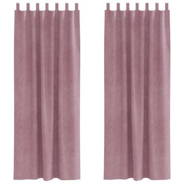 vidaXL Gordijnen met lussen - Verduisterend - Donkerroze - 140x245 cm - 2 St.
