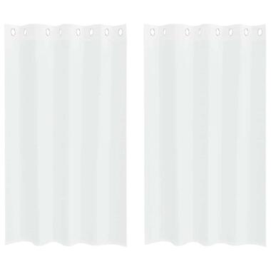 vidaXL Vitrages met ringen - Wit - Polyester - 140x175 cm - Set van 2