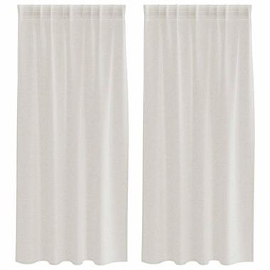 vidaXL Vitrages voor woonkamer - Crème - Polyester - 140x175 cm - Set van 2