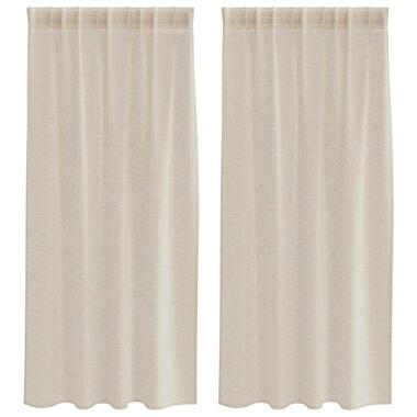 vidaXL Vitrages voor woonkamer - Zand - Polyester - 140x175 cm - Set van 2