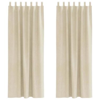 vidaXL Gordijnen met lussen - Verduisterend - Crème Fluweel - 140x260 cm - 2 St.