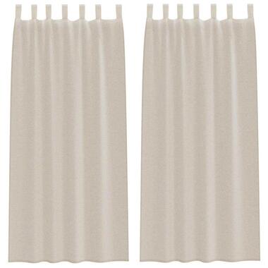 vidaXL Vitrages met lussen - Zand - Polyester - 140x225 cm - Set van 2