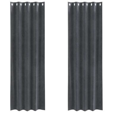 vidaXL Gordijnen met ringen verduisterend - Lichtgrijs - 140x260 cm - 2 St.
